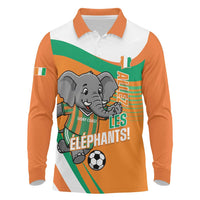 Custom Ivory Coast Football Long Sleeve Polo Shirt 2026 Allez Les Elephants Cute Mascot - Wonder Print Shop
