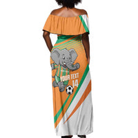 Custom Ivory Coast Football Off Shoulder Maxi Dress 2026 Allez Les Elephants Cute Mascot - Wonder Print Shop
