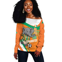Custom Ivory Coast Football Off Shoulder Sweater 2026 Allez Les Elephants Cute Mascot - Wonder Print Shop