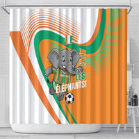 Ivory Coast Football Shower Curtain 2026 Allez Les Elephants Cute Mascot - Wonder Print Shop