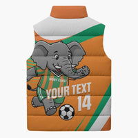 Custom Ivory Coast Football Sleeveless Puffer Jacket 2026 Allez Les Elephants Cute Mascot - Wonder Print Shop