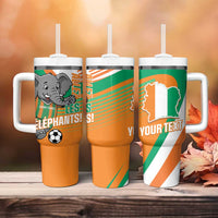 Custom Ivory Coast Football Tumbler With Handle 2026 Allez Les Elephants Cute Mascot - Wonder Print Shop
