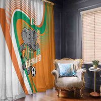 Ivory Coast Football Window Curtain 2026 Allez Les Elephants Cute Mascot - Wonder Print Shop
