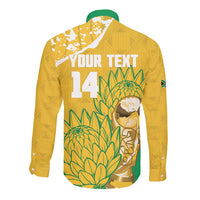 Custom South Africa Soccer Long Sleeve Button Shirt 2026 Bafana Bafana Go Boys Protea - Wonder Print Shop