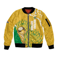 Custom South Africa Soccer Sleeve Zip Bomber Jacket 2026 Bafana Bafana Go Boys Protea - Wonder Print Shop