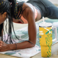 Custom South Africa Soccer Tumbler With Handle 2026 Bafana Bafana Go Boys Protea - Wonder Print Shop