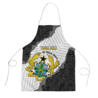 Custom Ghana Football Apron 2026 Go Black Stars Black Adinkra Pattern - Wonder Print Shop