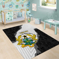 Custom Ghana Football Area Rug 2026 Go Black Stars Black Adinkra Pattern - Wonder Print Shop