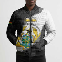 Custom Ghana Football Bomber Puffer Jacket 2026 Go Black Stars Black Adinkra Pattern - Wonder Print Shop