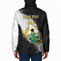 Custom Ghana Football Padded Jacket 2026 Go Black Stars Black Adinkra Pattern - Wonder Print Shop