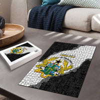Custom Ghana Football Puzzle 2026 Go Black Stars Black Adinkra Pattern - Wonder Print Shop