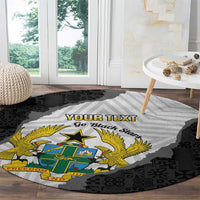 Custom Ghana Football Round Carpet 2026 Go Black Stars Black Adinkra Pattern - Wonder Print Shop