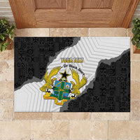 Custom Ghana Football Rubber Doormat 2026 Go Black Stars Black Adinkra Pattern - Wonder Print Shop
