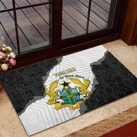 Custom Ghana Football Rubber Doormat 2026 Go Black Stars Black Adinkra Pattern - Wonder Print Shop
