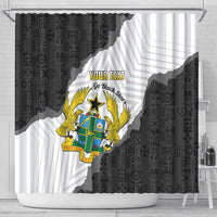 Custom Ghana Football Shower Curtain 2026 Go Black Stars Black Adinkra Pattern - Wonder Print Shop