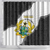 Custom Ghana Football Shower Curtain 2026 Go Black Stars Black Adinkra Pattern - Wonder Print Shop