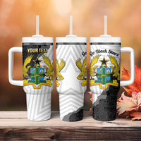 Custom Ghana Football Tumbler With Handle 2026 Go Black Stars Black Adinkra Pattern - Wonder Print Shop