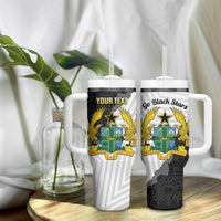Custom Ghana Football Tumbler With Handle 2026 Go Black Stars Black Adinkra Pattern - Wonder Print Shop