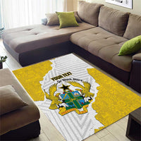 Custom Ghana Football Area Rug 2026 Go Black Stars Yellow Adinkra Pattern - Wonder Print Shop