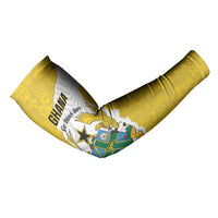 Custom Ghana Football Arm Sleeves 2026 Go Black Stars Yellow Adinkra Pattern - Wonder Print Shop