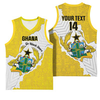 Custom Ghana Football Basketball Jersey 2026 Go Black Stars Yellow Adinkra Pattern - Wonder Print Shop