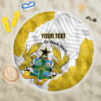 Custom Ghana Football Beach Blanket 2026 Go Black Stars Yellow Adinkra Pattern - Wonder Print Shop
