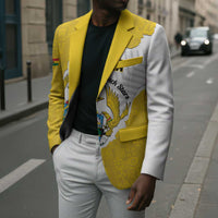 Custom Ghana Football Blazer 2026 Go Black Stars Yellow Adinkra Pattern - Wonder Print Shop