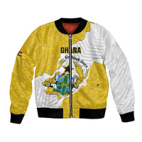 Custom Ghana Football Bomber Jacket 2026 Go Black Stars Yellow Adinkra Pattern - Wonder Print Shop