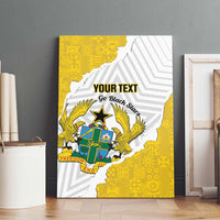 Custom Ghana Football Canvas Wall Art 2026 Go Black Stars Yellow Adinkra Pattern - Wonder Print Shop