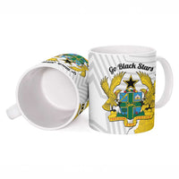 Custom Ghana Football Ceramic Mug 2026 Go Black Stars Yellow Adinkra Pattern - Wonder Print Shop