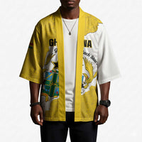 Custom Ghana Football Kimono 2026 Go Black Stars Yellow Adinkra Pattern - Wonder Print Shop