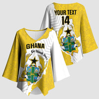 Custom Ghana Football Kimono Sleeve Blouse 2026 Go Black Stars Yellow Adinkra Pattern - Wonder Print Shop