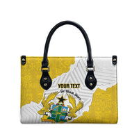 Custom Ghana Football Leather Bag 2026 Go Black Stars Yellow Adinkra Pattern - Wonder Print Shop