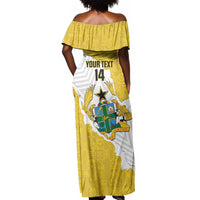 Custom Ghana Football Off Shoulder Maxi Dress 2026 Go Black Stars Yellow Adinkra Pattern - Wonder Print Shop