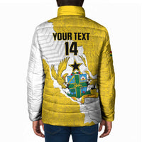 Custom Ghana Football Padded Jacket 2026 Go Black Stars Yellow Adinkra Pattern - Wonder Print Shop