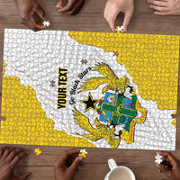Custom Ghana Football Puzzle 2026 Go Black Stars Yellow Adinkra Pattern - Wonder Print Shop