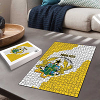 Custom Ghana Football Puzzle 2026 Go Black Stars Yellow Adinkra Pattern - Wonder Print Shop