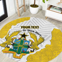 Custom Ghana Football Round Carpet 2026 Go Black Stars Yellow Adinkra Pattern - Wonder Print Shop
