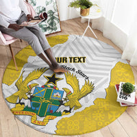 Custom Ghana Football Round Carpet 2026 Go Black Stars Yellow Adinkra Pattern - Wonder Print Shop