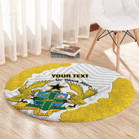 Custom Ghana Football Round Carpet 2026 Go Black Stars Yellow Adinkra Pattern - Wonder Print Shop