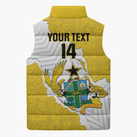 Custom Ghana Football Sleeveless Puffer Jacket 2026 Go Black Stars Yellow Adinkra Pattern - Wonder Print Shop