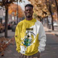 Custom Ghana Football Sweatshirt 2026 Go Black Stars Yellow Adinkra Pattern - Wonder Print Shop