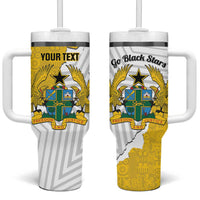 Custom Ghana Football Tumbler With Handle 2026 Go Black Stars Yellow Adinkra Pattern - Wonder Print Shop