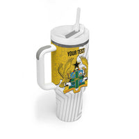 Custom Ghana Football Tumbler With Handle 2026 Go Black Stars Yellow Adinkra Pattern - Wonder Print Shop