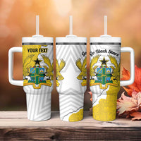 Custom Ghana Football Tumbler With Handle 2026 Go Black Stars Yellow Adinkra Pattern - Wonder Print Shop