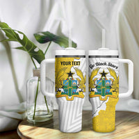 Custom Ghana Football Tumbler With Handle 2026 Go Black Stars Yellow Adinkra Pattern - Wonder Print Shop
