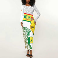 Personalized Senegal Football Long Sleeve Bodycon Dress 2026 Come On Lions de la Teranga - Wonder Print Shop