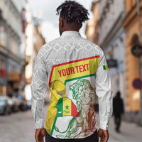 Personalized Senegal Football Long Sleeve Button Shirt 2026 Come On Lions de la Teranga - Wonder Print Shop
