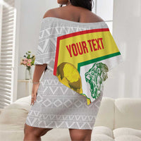 Personalized Senegal Football Off Shoulder Short Dress 2026 Come On Lions de la Teranga - Wonder Print Shop