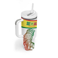 Personalized Senegal Football Tumbler With Handle 2026 Come On Lions de la Teranga - Wonder Print Shop
